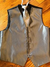 After Six SILVER Reflections FULLBACK tuxedo vest/longtie Medium  PROM/WEDDING