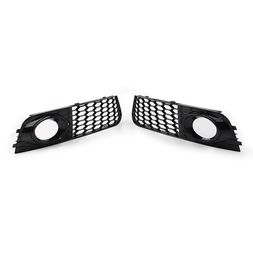 Paar Honeycomb Hex Mesh Nebelscheinwerfer Abdeckung für Audi A4 B8 09–12 Schwarz - Bild 3 von 9