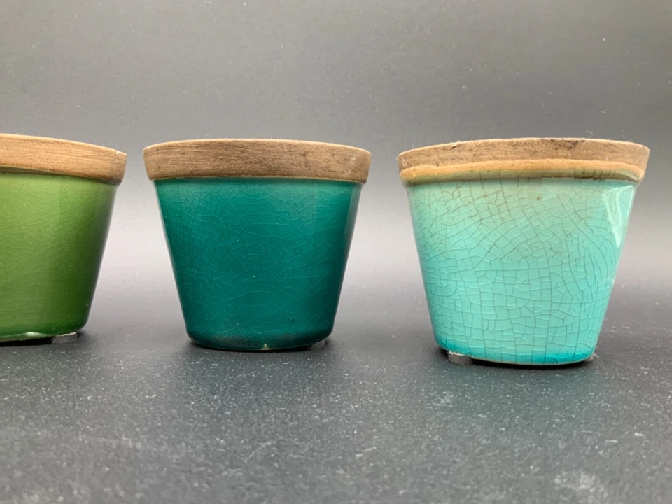 citronella garden candle tag 7oz fractured ceramic green teal yellow 3.15 Diam. - Image 4 of 4