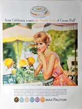 Max Factor California Sunlit look Creme puff-1962 Vintage Print Ad