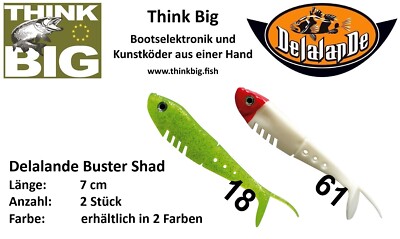   Delalande Buster Shad 7 cm, 2 Stück, in 2 Farben, Top für Forelle & Barsch  