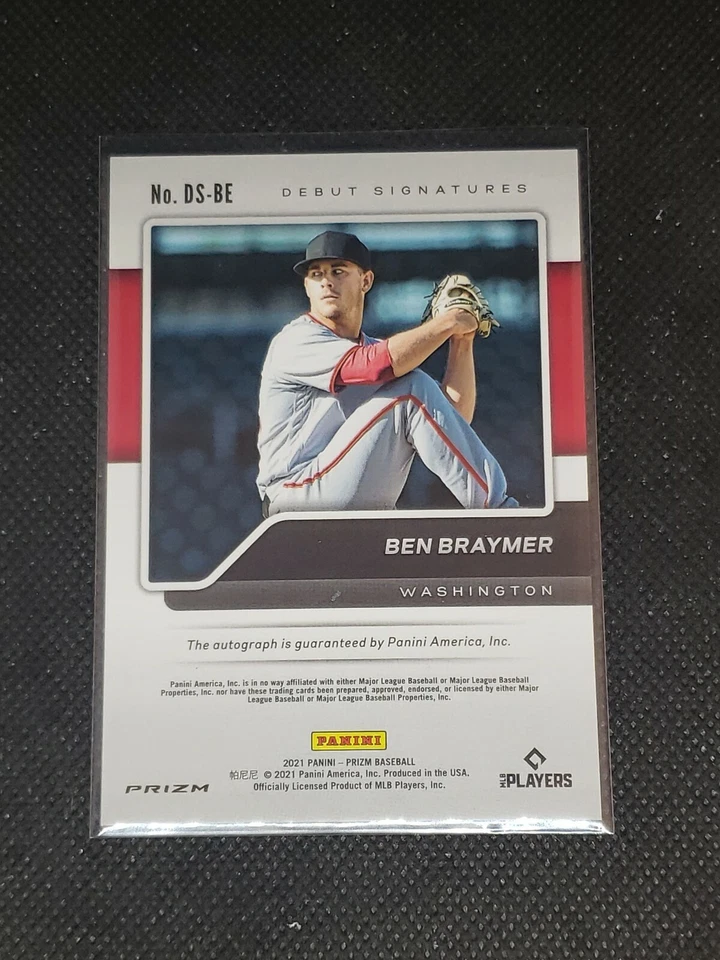 2021 Panini Prizm Baseball BEN BRAYMER RC #DS-BE SILVER PRIZM AUTO DEBUT - Image 2 of 2