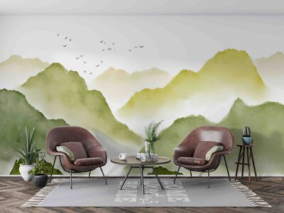 3D Green Mountains Nature Landscape Self-adhesive Removable Wallpaper Murals 5