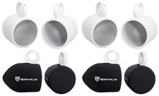 Pair Rockville MAC80W 7.7  White Aluminum Wakeboard Tower Speaker Pods Covers