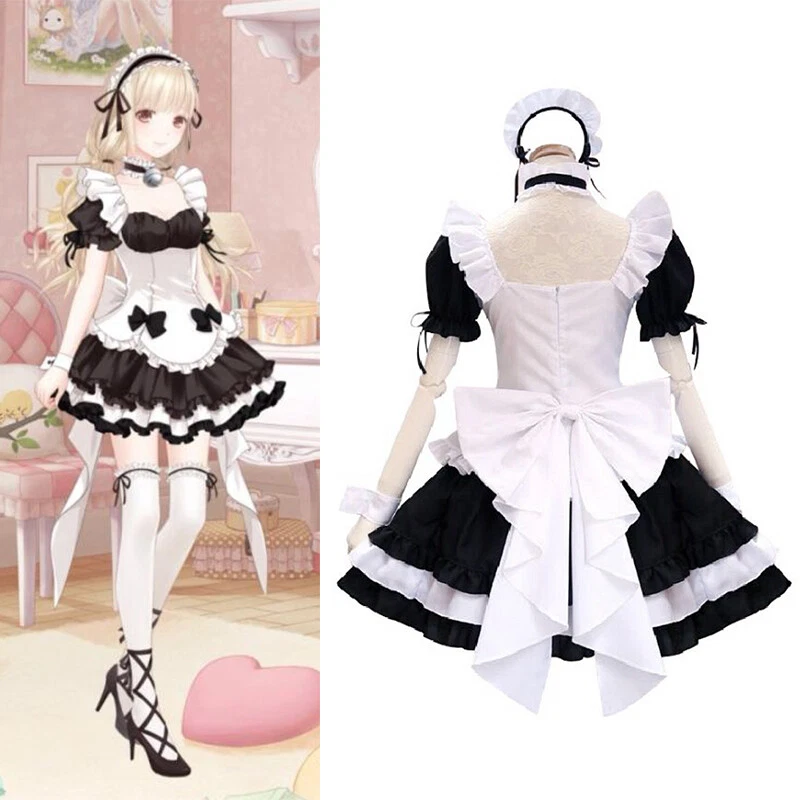 Plus Size Anime French Maid Apron Costume With Cat Ears & Gloves - Lolita Cosplay, Fancy Dress French Maid Costume - Foto 11
