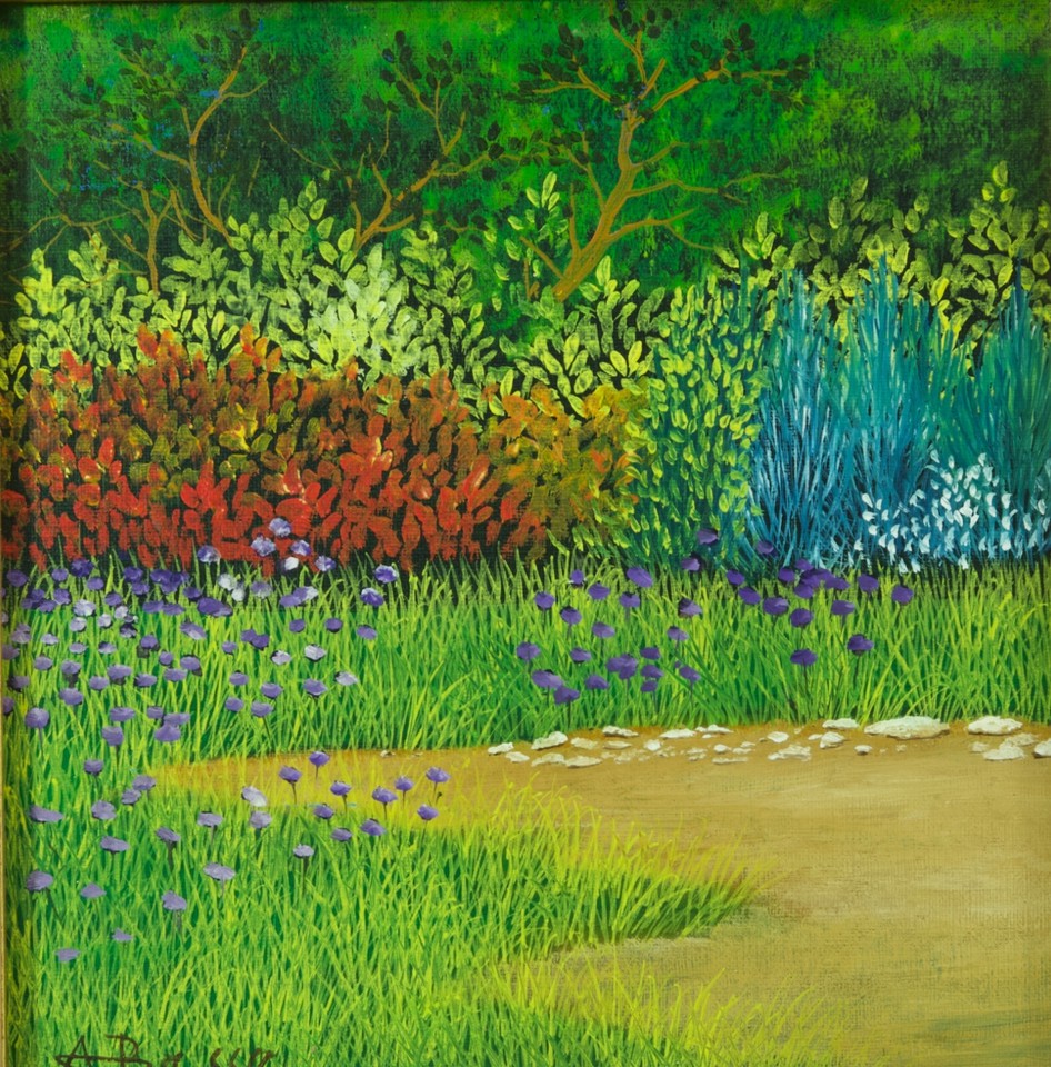 Beautiful Painting Modern Landscape View Jardin Spring Signed Besse Hst ...