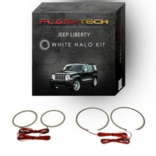White Angel Eye Led Headlight Halo Kit For 2008-2013 Jeep Liberty Headlights
