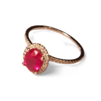 Wunderschöner Cocktailring 14 Karat Weißgold Solitär Rubin Diamant
