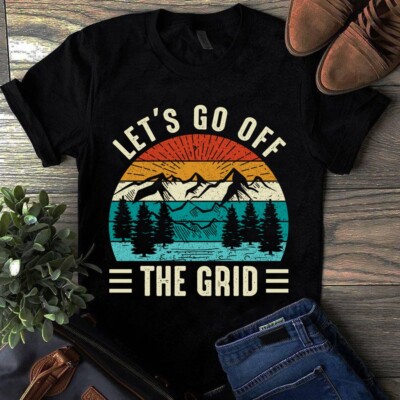 Let's Go Off the Grid Moutain Hiking Vintage Tshirt