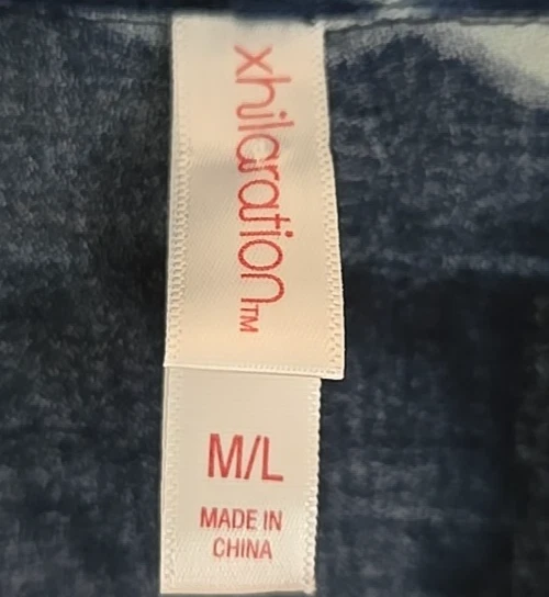 Xhilaration Mujer M/L Cárdigan Abierto Azul Blanco Tie-dye Manga Larga 100% Rayón Foto 4 de 4