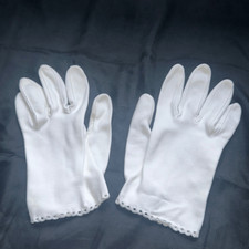 Vintage Aris white cotton wrist gloves with eyelet hem