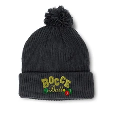 Pom Pom Beanies for Women Bocce Ball Embroidery Winter Hats for Men Skull Cap