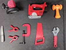 Mixed Lot Children's Pretend Tools Saw, Wrench, Pliers, Clamps, 9 Pieces D0032