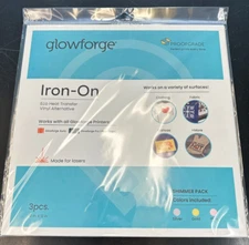GLOWFORGE IRON-ON ECO HEAT TRANSFER VINYL 12"X12" 3PC (SILVER,GOLD,PINK)