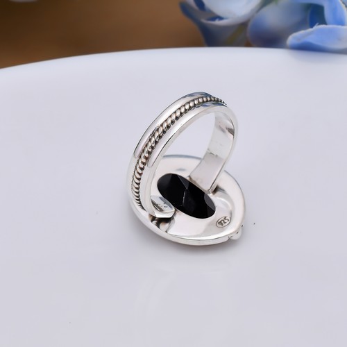 Black Onyx Ring 925 Sterling Silver Jewelry Ring All Size, Dainty Gemstone Ring - Picture 4 of 4
