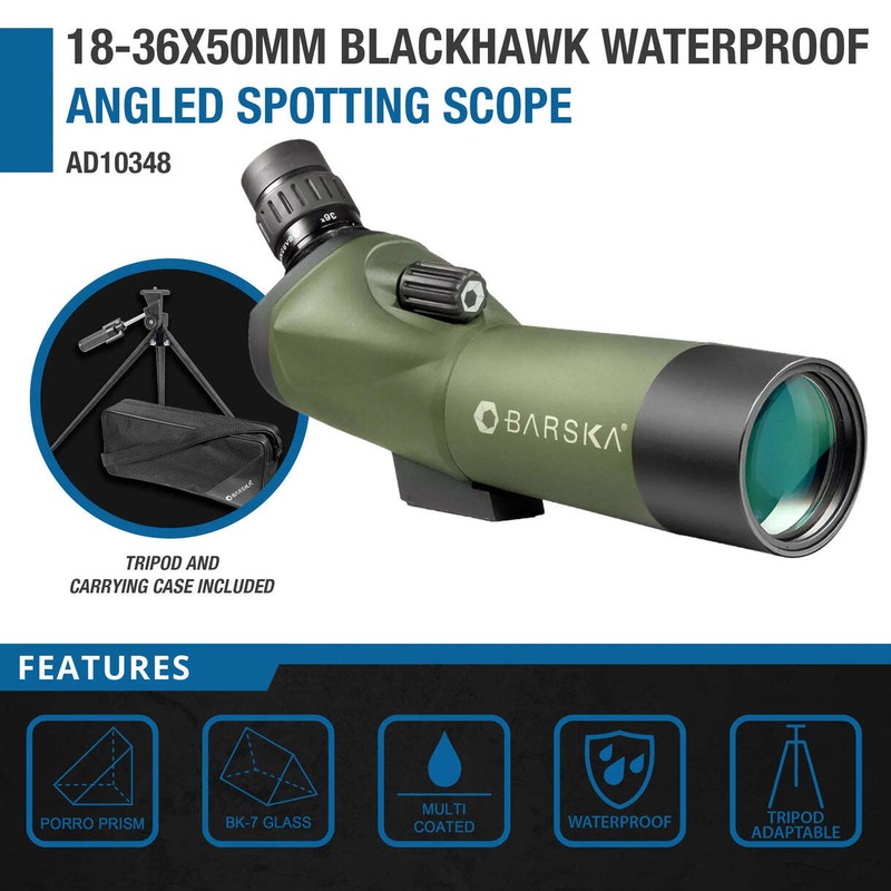 Barska Blackhawk 18-36x50mm Clear Call Waterproof Angled Spotting Scope AD10348