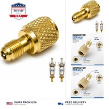 R134A Brass Refrigerant Tank Adapter, 1/4" Male to 1/2" Female Fitting with V...