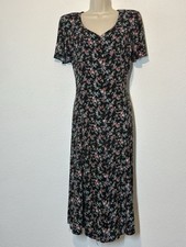 Vtg Cottagecore Maxi Dress Dark Floral Button Up Lace Up Boho Prairie Whimsigoth