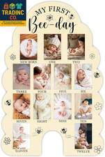 My First Year Photo Board, My First Bee-Day Baby Milestone Signs for Boys Girls