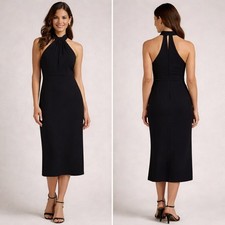 Express Black Halter Maxi Dress Women S Stretch Classic Elegant Evening Gown
