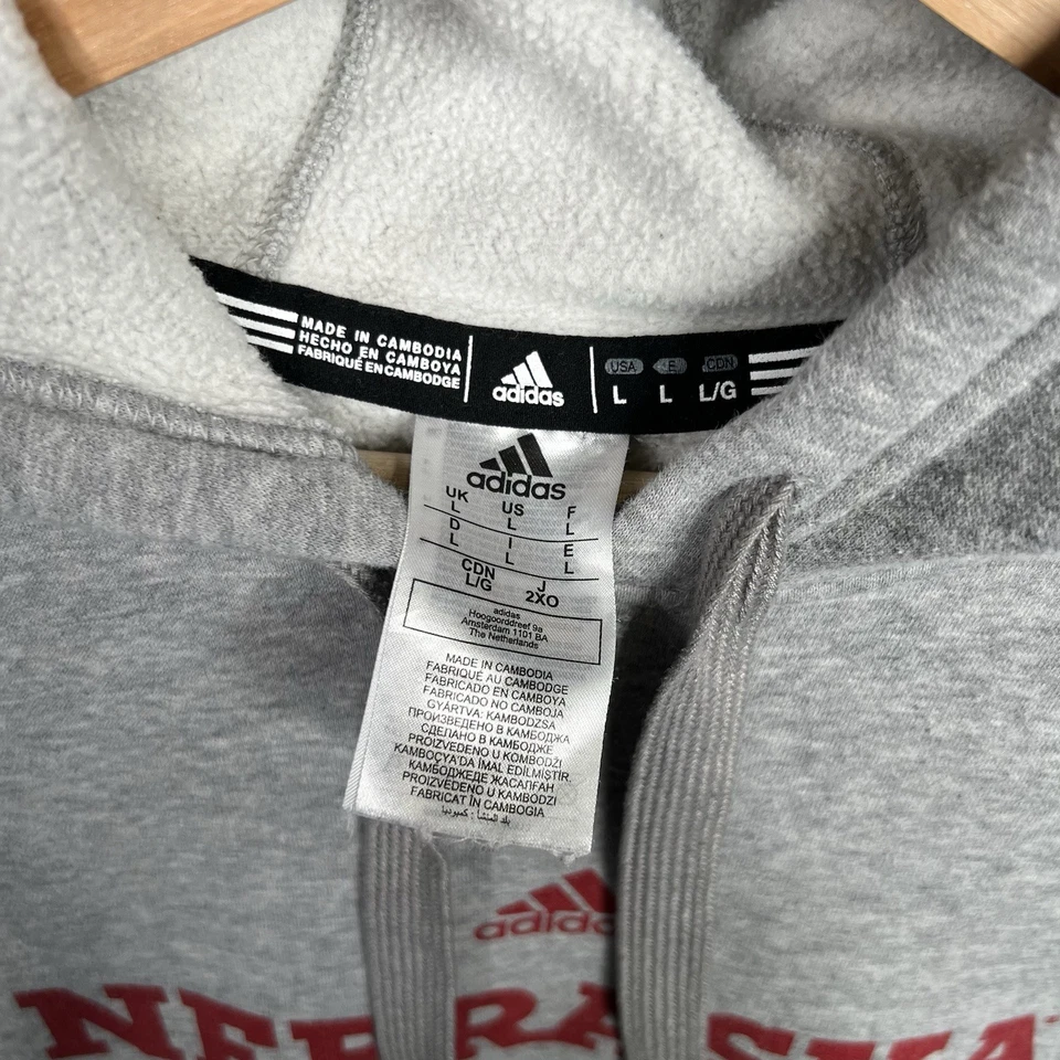 Sudadera con Capucha Vintage Nebraska Cornhuskers Adultos Grande NCAA Adidas Polar Pullover Foto 4 de 4