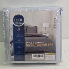 Nestl Ice Blue Microfiber Soft Duvet Cover Set 3 Pc Queen Size Style Comfort New