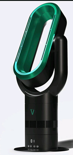 Vortexair Bladeless Table/Desk Fan Touch Control Free Standing Oval Black/Green