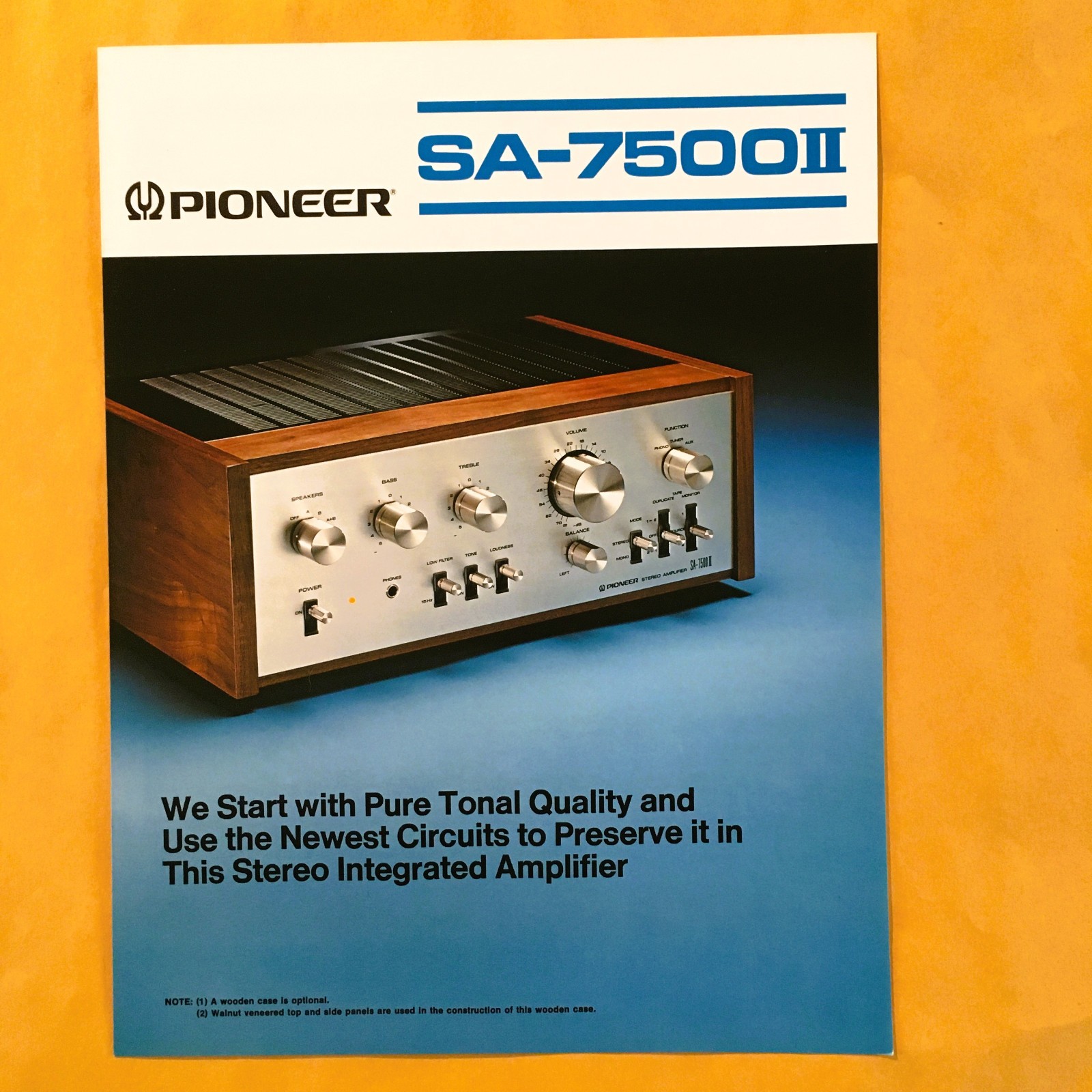 Original Pioneer SA-7500II Integrated Amplifier Brochure - NOS and Uncirculated