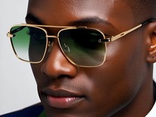 Trendy Sunglasses Men Metal Thick Frame Street Wear Rectangular UV400 Protect