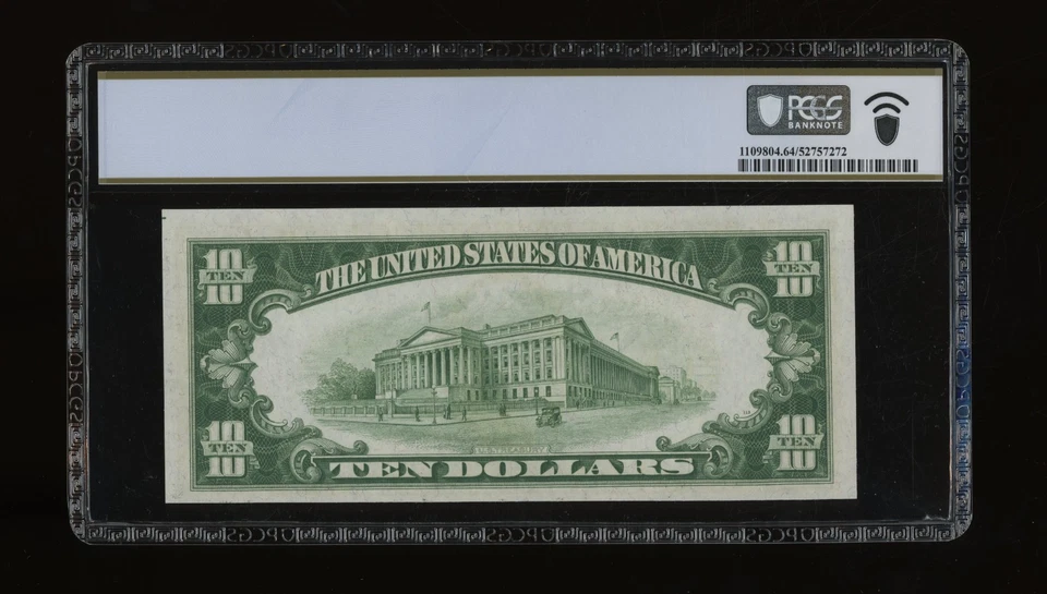 DBR 1928-B $10 DGS FRN Philadelphia Fr. 2002-Cdgs PCGS-B 64 PPQ Ser # C19946536A - Image 2 of 2