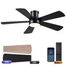 Hounberi 46 Inch Flush Mount Ceiling Fan Lights And Remote, Modern Quiet DC
