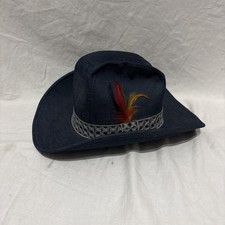 Vintage Union Made Raw Denim Jean Western Cowboy Hat Mens Small 6 3/4- 6 7/8