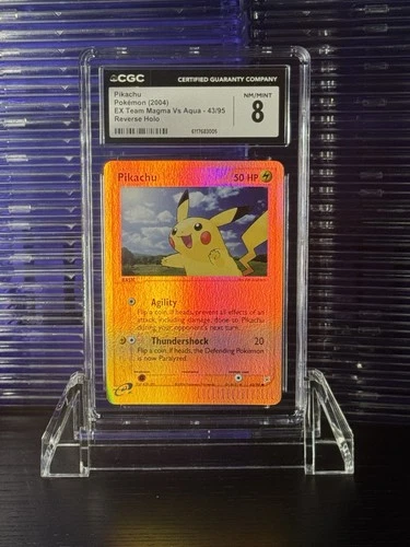 CGC 8 2004 Pokémon EX Team Magma Vs Team Aqua Reverse Foil Pikachu 43/95