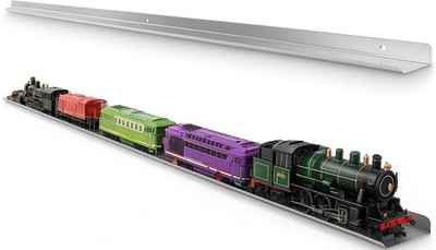 Train Display Case 2 Pack 48'' O HO Scale Model Locomotive Wall Railroad Shelf