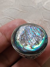Vintage Gorgeous Large Natural ABALONE Shell RING 925 Sterling Silver SIZE 5.5