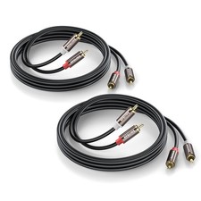 Smithok RCA Cables 2 Pack Hi-Fi Sound, PVC Jacket, Shielded , 2-Male to black