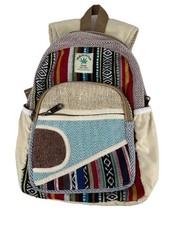 NEW Himalayan Hemp All Natural Pure Handmade Multi Pocket Backpack Purse Nepal