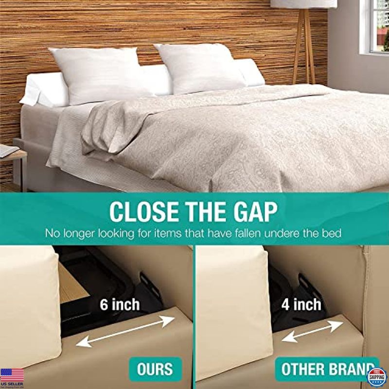 Vekkia King Bed Wedge Pillow - 76"x10"x6" White Gap Filler for Headboard Gaps