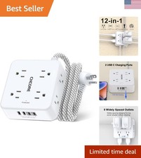 Surge Protector Power Strip - 5Ft Braided Extension Cord with 8 Outlets with ...