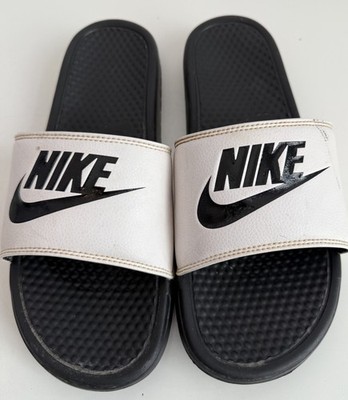 Nike Sandals Mens 12 Benassi JDI Slide Slip On Comfort 343880-100 White Black