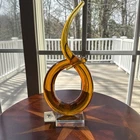 VTG Murano Glassware Art Glass “Love Knot” Sculpture Amber Brown 13 Inch Tall