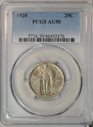 1920 Standing Liberty quarter, PCGS AU50