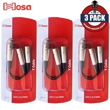 3-PACK Hosa YXM-121 6-Inch XLR Female to Dual XLR Male Y Splitter Cable Adapter