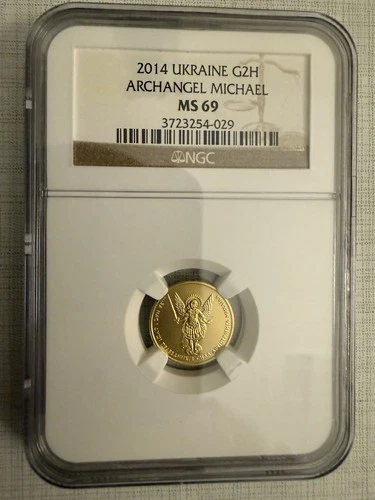 Ukraine 2014 Archangel Michael 1/10 oz 2 Hryven Gold Coin NGC MS69 Sku# 4401