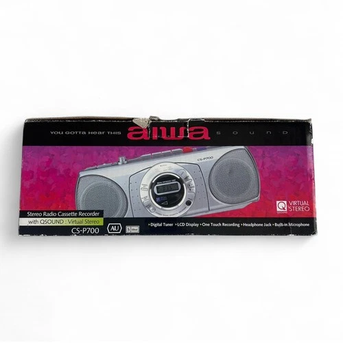 Aiwa Vintage Radio AM FM Cassette Recorder Stereo Portable CS P700 Handle In Box
