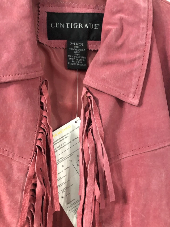 Centigrade Coral Fringe Suede Trench Coat - Image 4 of 4