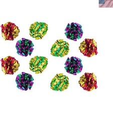 12-Pack of Colorful Mylar Crinkle Balls for Active Cats - Fun Interactive