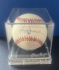 REGGIE JACKSON NEW YORK YANKEES HOF AUTOGRAPHED BASEBALL & CUBE.  PROOF.