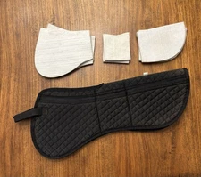 Total Saddle Fit Black Quilted Correction Half Pad Size S/M With Extra Shims