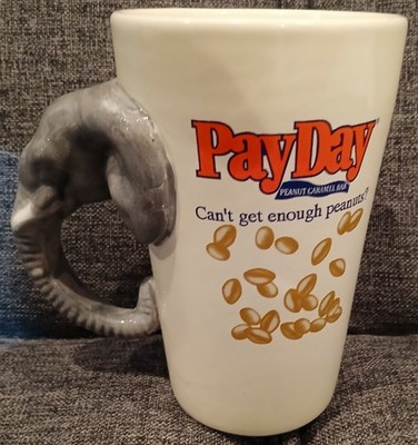 PayDay Hershey Candy Mug. Elephant Head Trunk & Tusks Handle. Peanut Caramel Bar